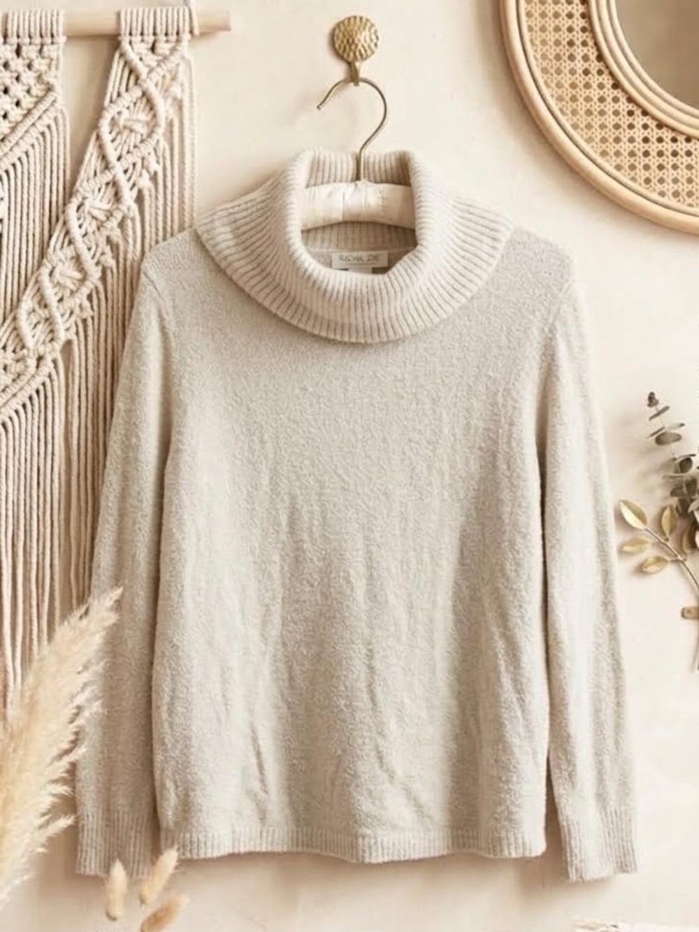 Rachel Zoe Cream Funnel Neck Sweater